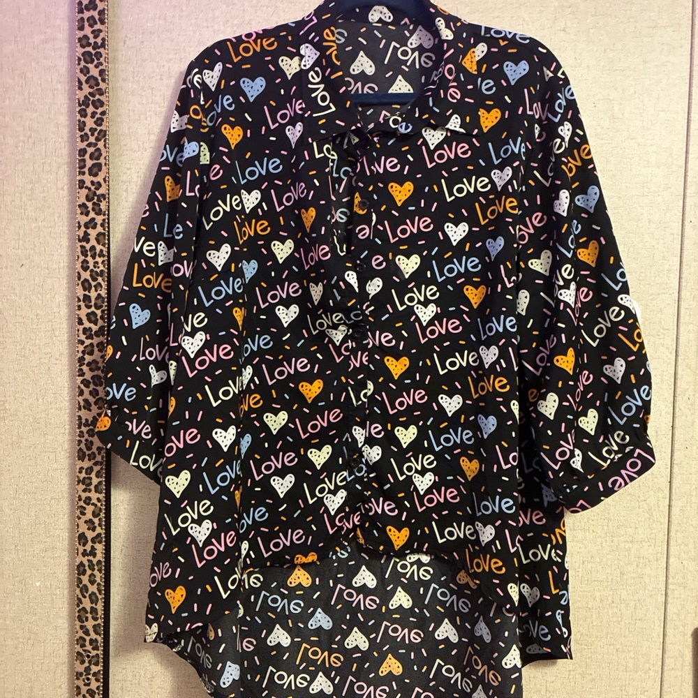 Multicolor Love Print Men's Shirt